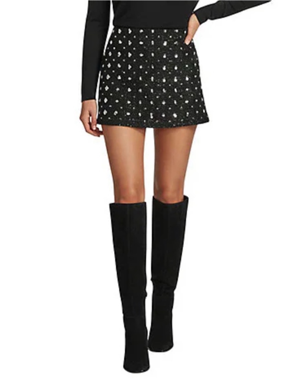 Gianni Bini Black Mini Skirt with Silver Sparkle Dots